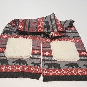 Bear Knit Sherpa Pocket Scarf